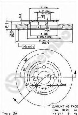 09860110 Brembo freno de disco delantero