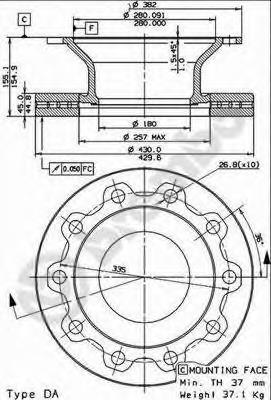 09852610 Brembo disco de freno trasero