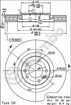 09.7680.10 Brembo freno de disco delantero