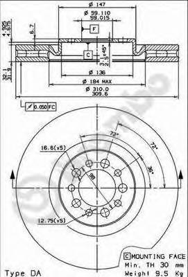 09768020 Brembo freno de disco delantero