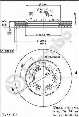 4020609G01 Nissan freno de disco delantero