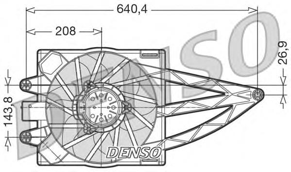 DER09019 Denso difusor de radiador, ventilador de refrigeración, condensador del aire acondicionado, completo con motor y rodete