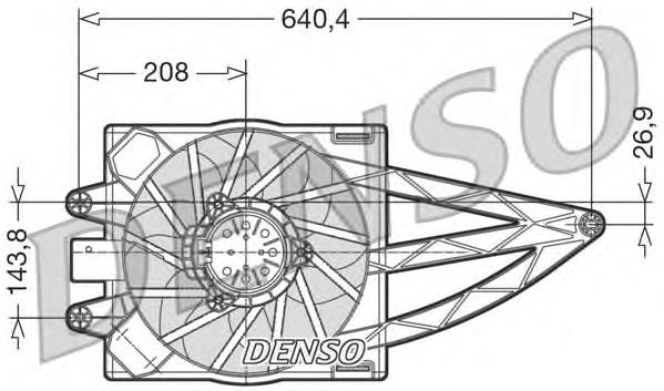 DER09018 Denso difusor de radiador, ventilador de refrigeración, condensador del aire acondicionado, completo con motor y rodete