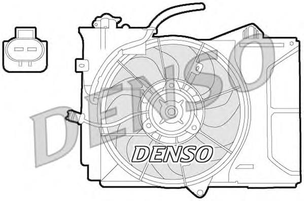 DER50001 Denso difusor de radiador, ventilador de refrigeración, condensador del aire acondicionado, completo con motor y rodete