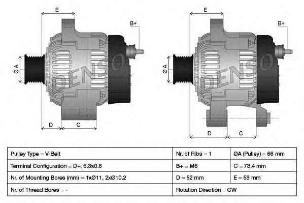 DAN616 Denso alternador