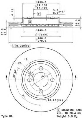 09A76110 Brembo freno de disco delantero