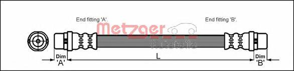 4110329 Metzger tubo flexible de frenos trasero