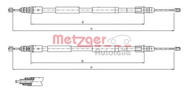 116771 Metzger cable de freno de mano trasero derecho/izquierdo