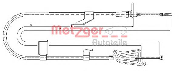 17.0335 Metzger cable de freno de mano trasero izquierdo