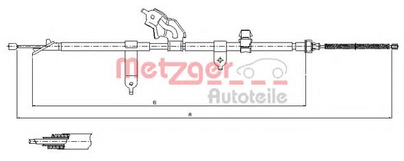 17.1080 Metzger cable de freno de mano trasero izquierdo