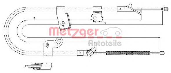 17.1079 Metzger cable de freno de mano trasero derecho