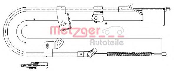 17.1075 Metzger cable de freno de mano trasero derecho