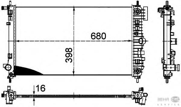 8MK376754311 HELLA radiador refrigeración del motor