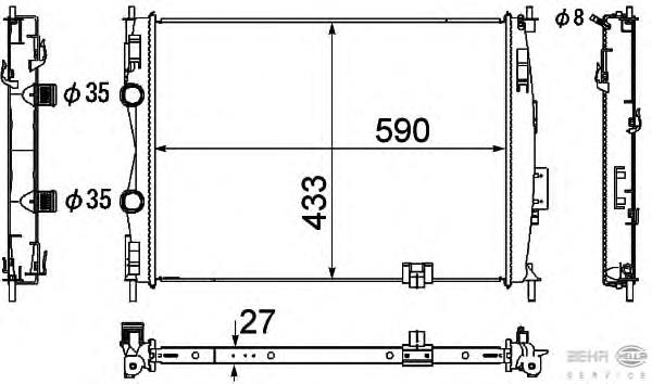 8MK376753681 HELLA radiador refrigeración del motor