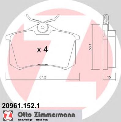 20961.152.1 Zimmermann pastillas de freno traseras