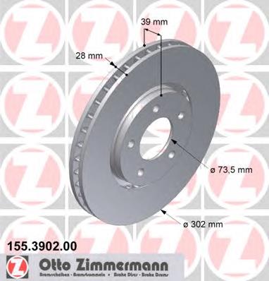 155390200 Zimmermann freno de disco delantero