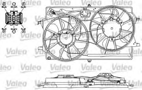 696150 VALEO difusor de radiador, ventilador de refrigeración, condensador del aire acondicionado, completo con motor y rodete