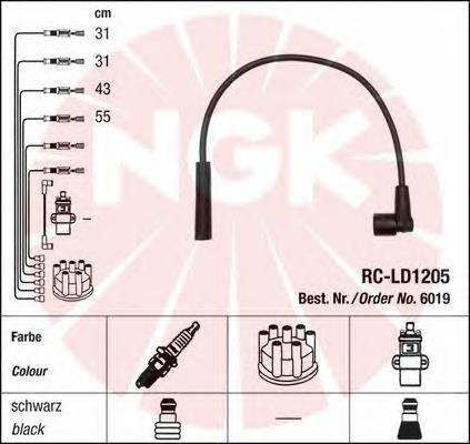 6019 NGK juego de cables de encendido