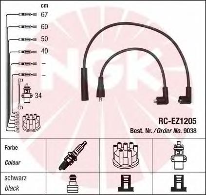 9038 NGK juego de cables de encendido