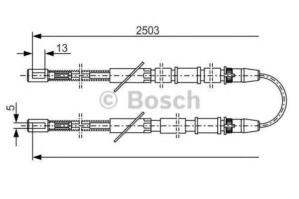 1987482009 Bosch cable de freno de mano trasero derecho/izquierdo