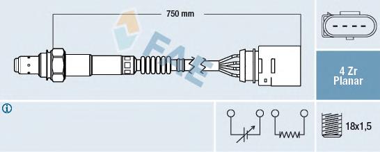 77405 FAE sonda lambda sensor de oxigeno post catalizador