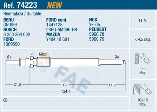 74223 FAE bujía de incandescencia