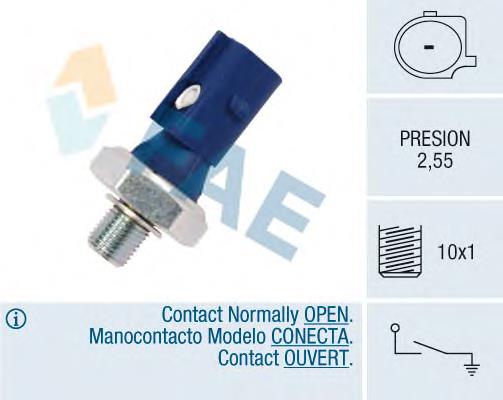 12875 FAE indicador, presión del aceite