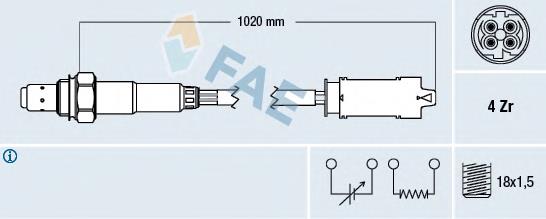 77238 FAE sonda lambda sensor de oxigeno post catalizador