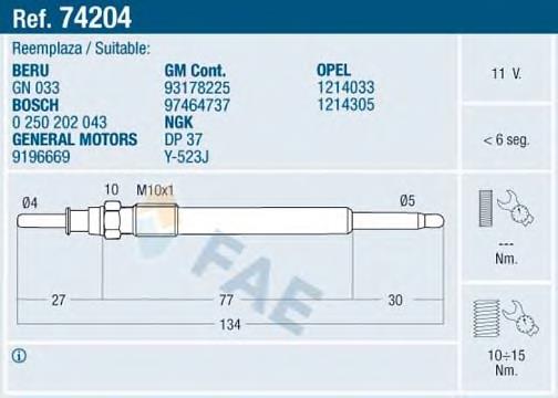 74204 FAE bujía de incandescencia