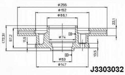 J3303032 Nipparts freno de disco delantero