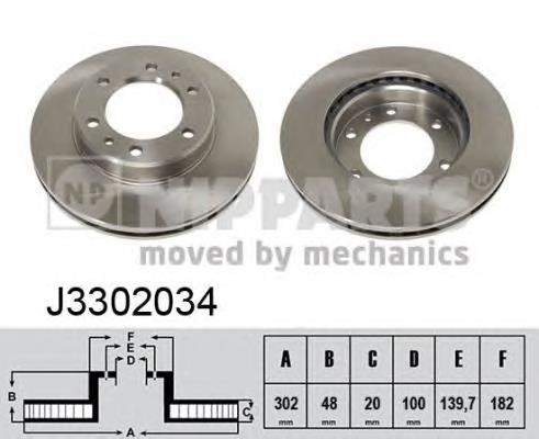 J3302034 Nipparts freno de disco delantero