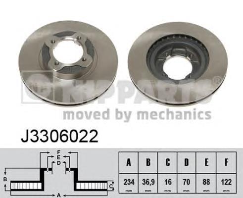 J3306022 Nipparts freno de disco delantero