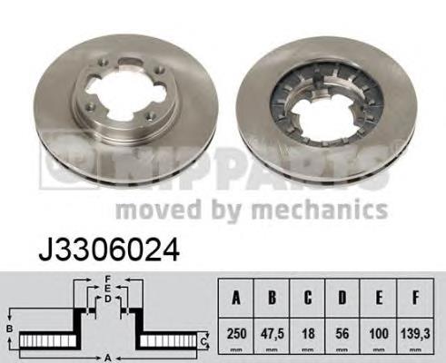 J3306024 Nipparts freno de disco delantero