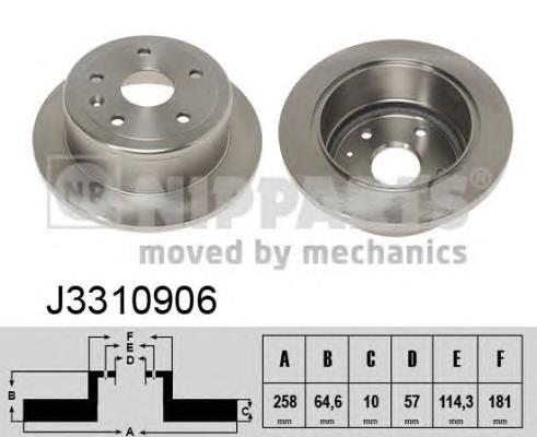 J3310906 Nipparts disco de freno trasero