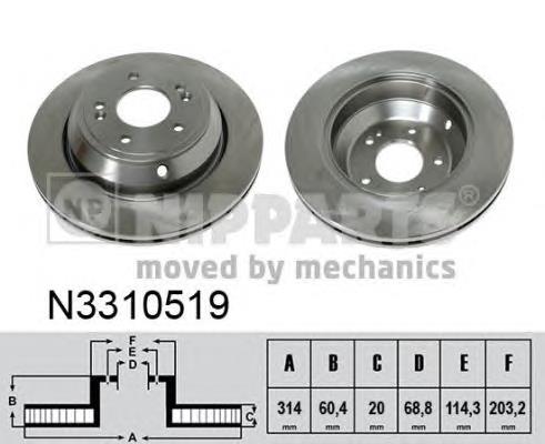 N3310519 Nipparts disco de freno trasero