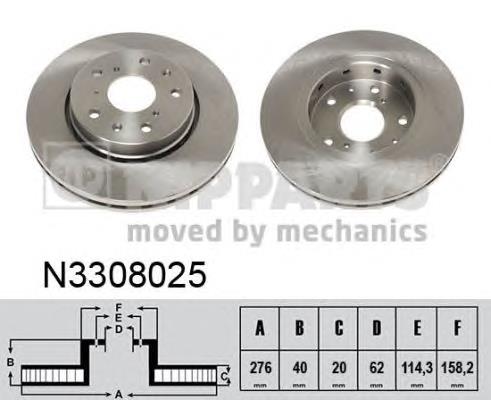 N3308025 Nipparts disco de freno trasero