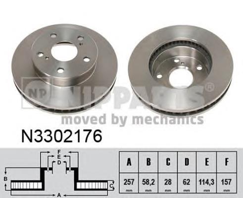 N3302176 Nipparts freno de disco delantero