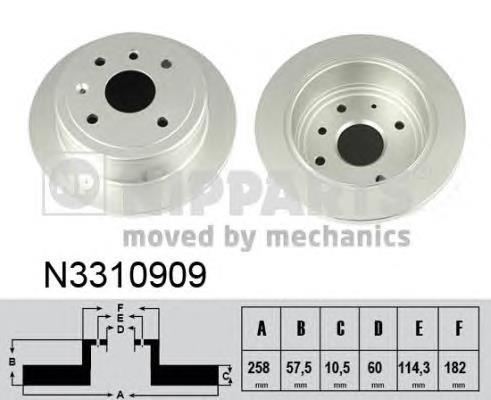 N3310909 Nipparts disco de freno trasero