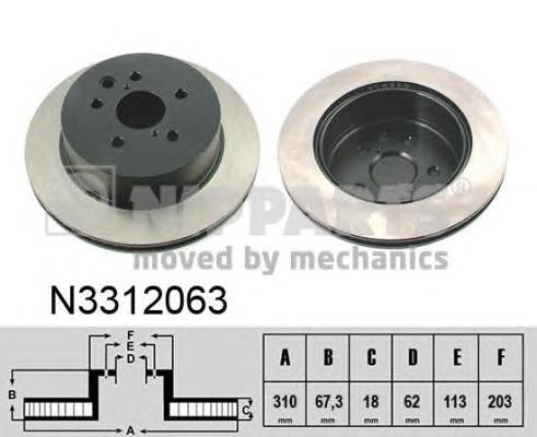 N3312063 Nipparts disco de freno trasero