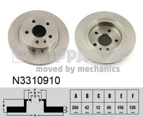 N3310910 Nipparts disco de freno trasero