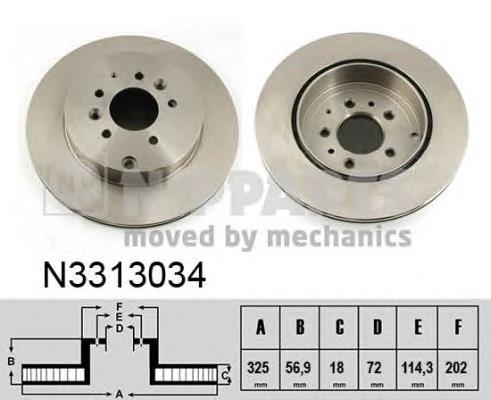 N3313034 Nipparts disco de freno trasero