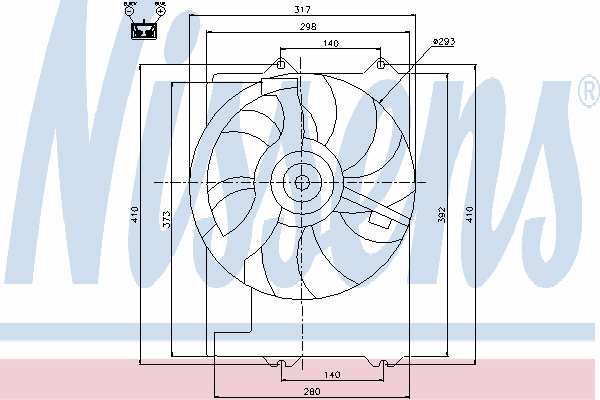 85267 Nissens difusor de radiador, ventilador de refrigeración, condensador del aire acondicionado, completo con motor y rodete