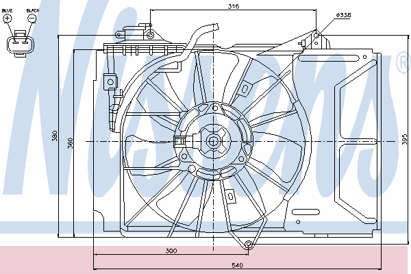 85226 Nissens difusor de radiador, ventilador de refrigeración, condensador del aire acondicionado, completo con motor y rodete