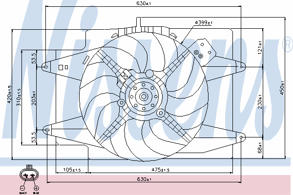  Difusor de radiador, ventilador de refrigeración, condensador del aire acondicionado, completo con motor y rodete para Alfa Romeo 147 937