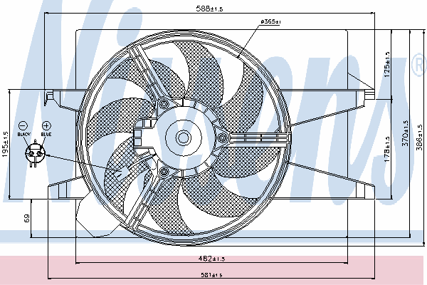 85580 Nissens difusor de radiador, ventilador de refrigeración, condensador del aire acondicionado, completo con motor y rodete