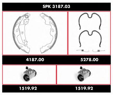 SPK318703 Remsa juego de zapatas de frenos de tambor, con cilindros, completo