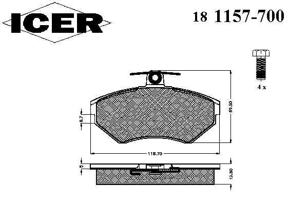 181157-700 Icer pastillas de freno delanteras