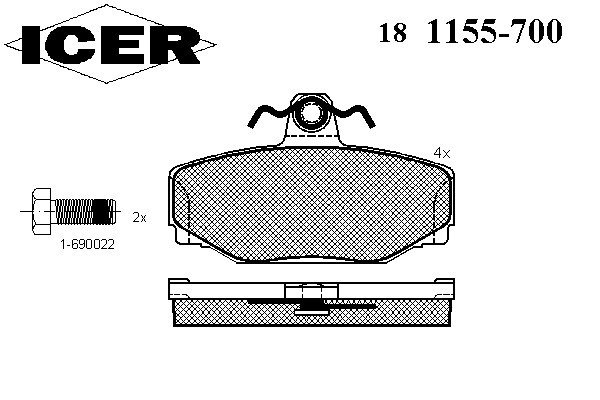 181155-700 Icer pastillas de freno traseras