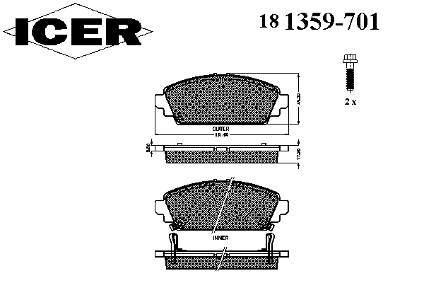 181359701 Icer pastillas de freno delanteras