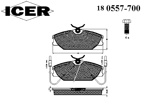 180557700 Icer pastillas de freno delanteras